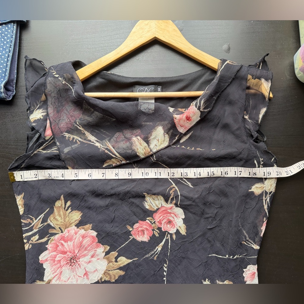 Vintage CDC Y2K Style Floral Asymmetrical Top size 14 - Picture 4 of 5